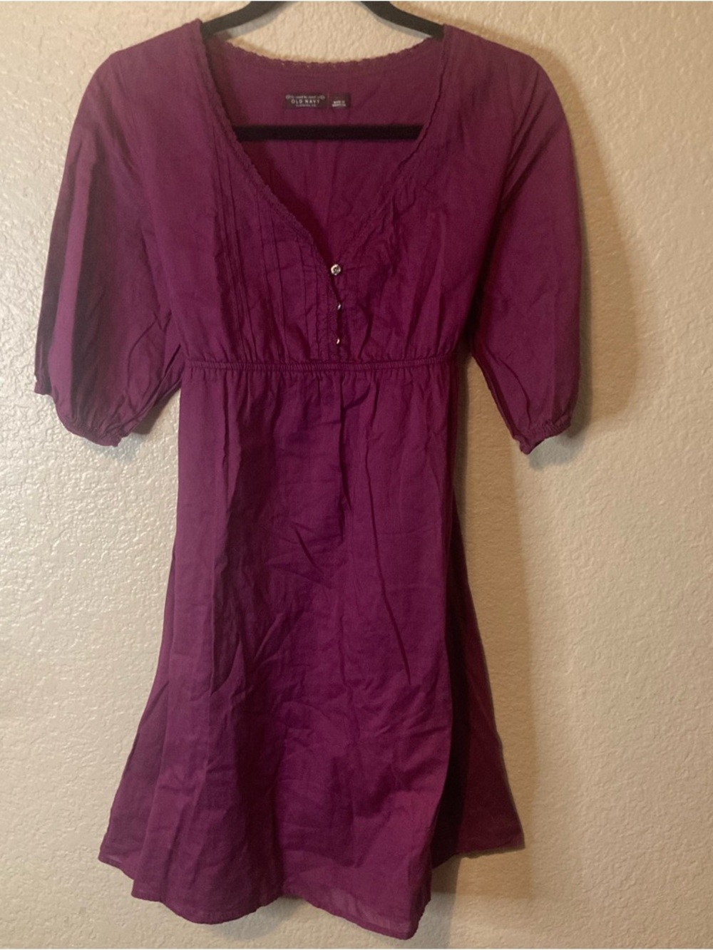Old Navy Peasant Dress Bohemian CottageCore Magenta Women’s Size Small